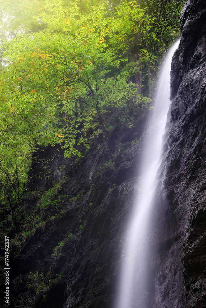Fototapeta premium Waterfall at Partnachklamm near Garmisch Partenkirchen, Bavaria, Germany.