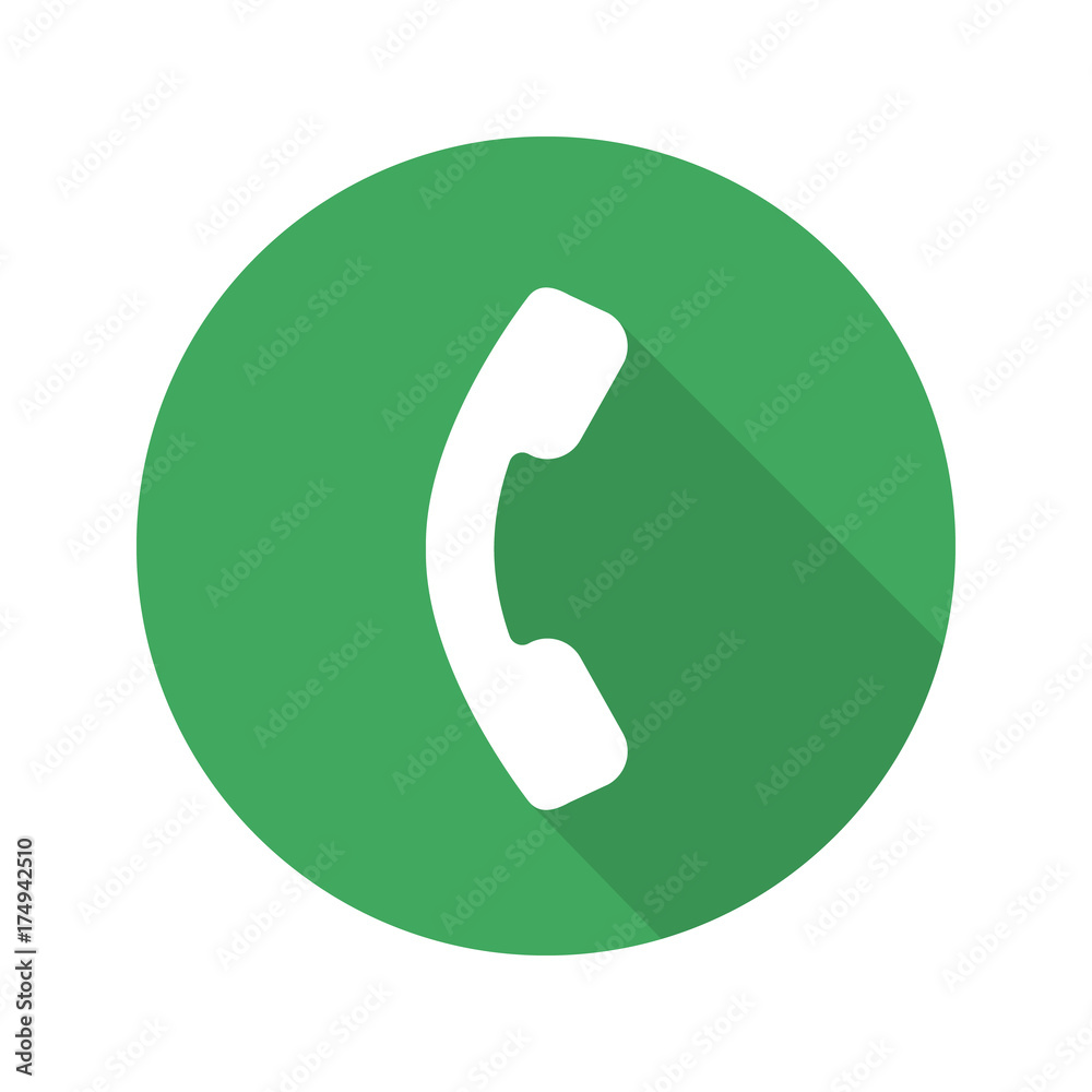 Handset flat design long shadow glyph icon Handset flat design long shadow glyph icon