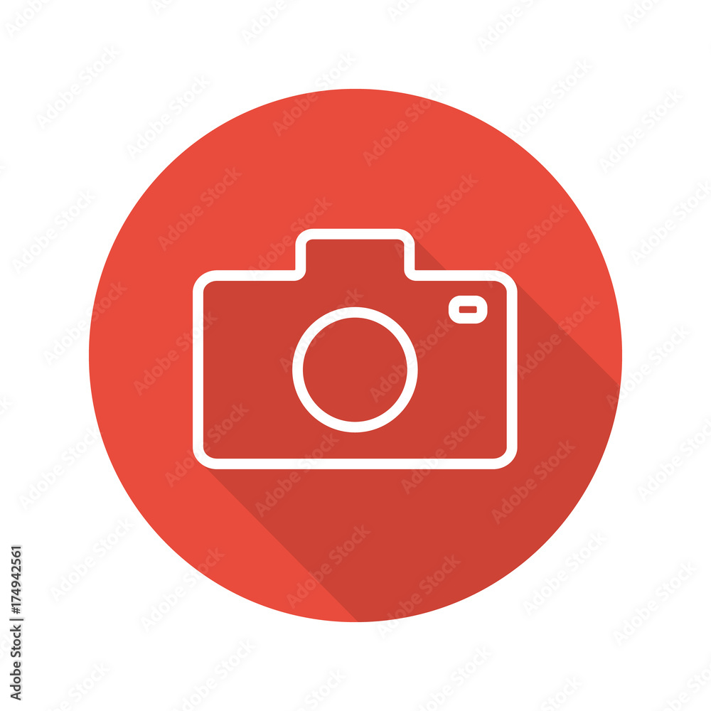 Photocamera flat linear long shadow icon Photocamera flat linear long shadow icon