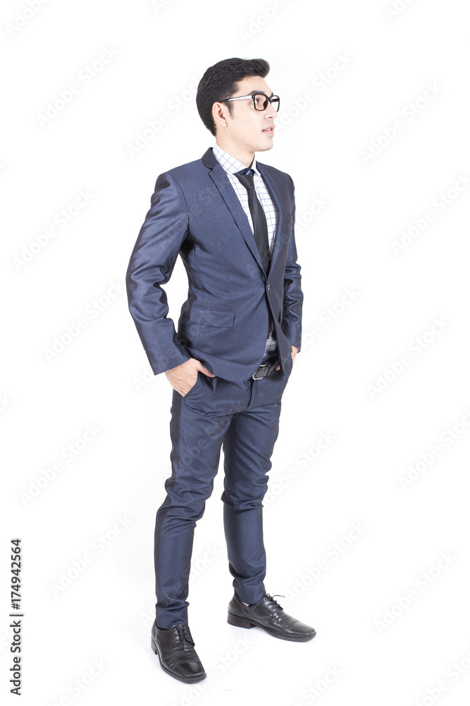 Asian Businessman thinking something on White Background with Success feeling, Business Success Concept, isolated on white background. Asian Businessman thinking something on White Background with Success feeling, Business Success Concept, isolated on white background.