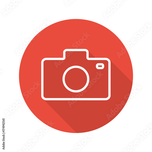 Photocamera flat linear long shadow icon