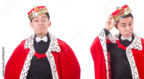 Businessman with crown isolated on white