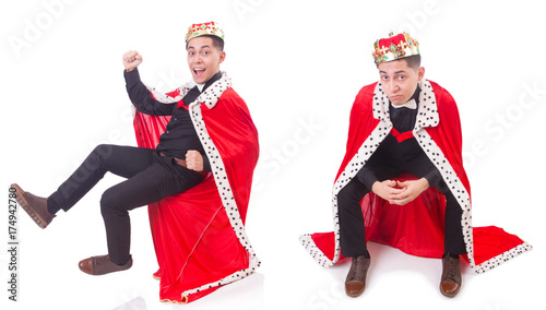 Businessman with crown isolated on white