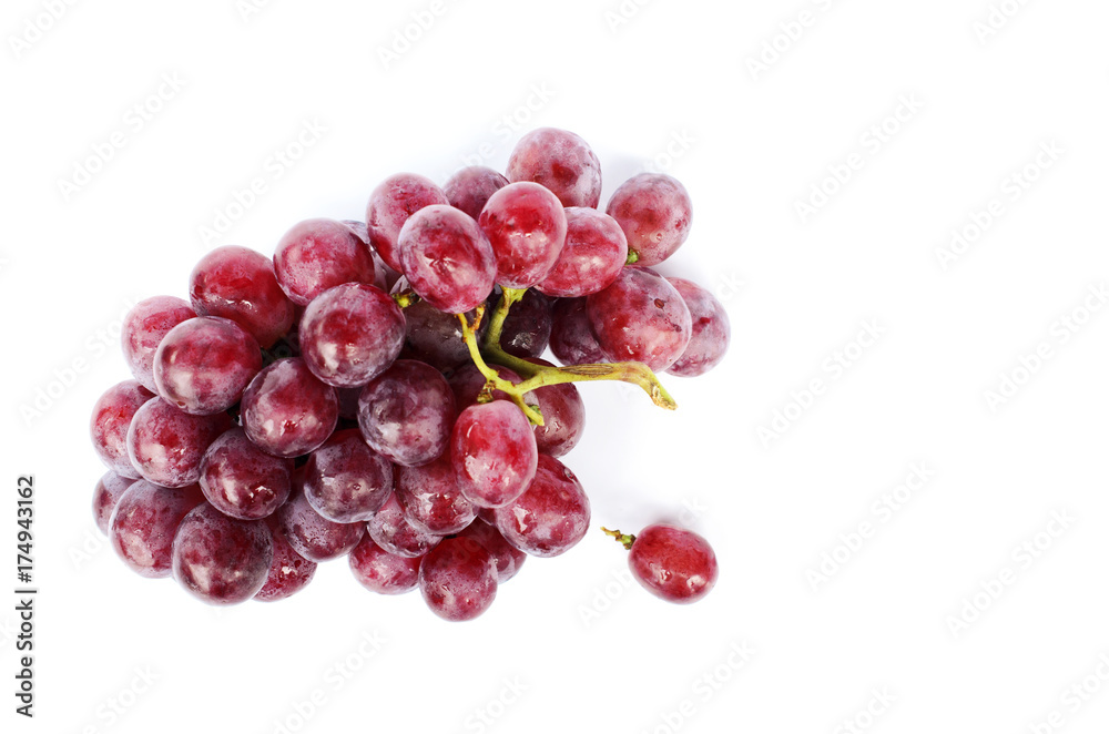 Fototapeta premium Fresh Bunch of red grapes on white backgrounds include clipping path