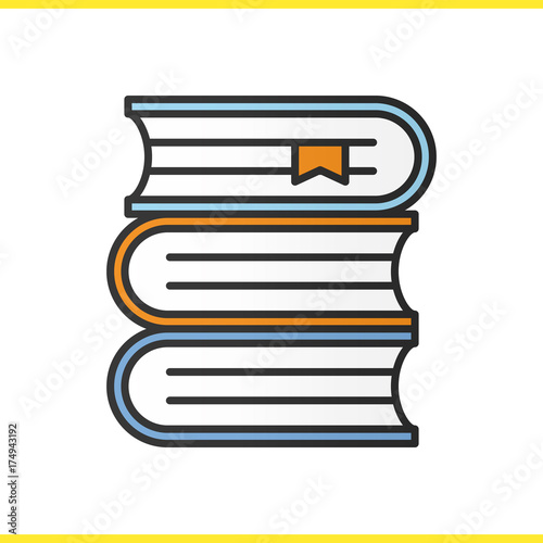 Books stack color icon