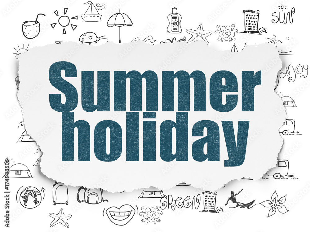 Fototapeta premium Tourism concept: Summer Holiday on Torn Paper background