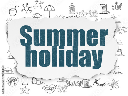 Tourism concept  Summer Holiday on Torn Paper background