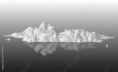 Mountain landscape in the style of wire-frame. The cosmic landscape of another planet