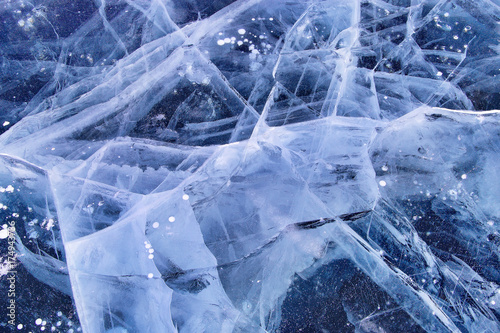 ice and cracks on the surface of Lake Baikal