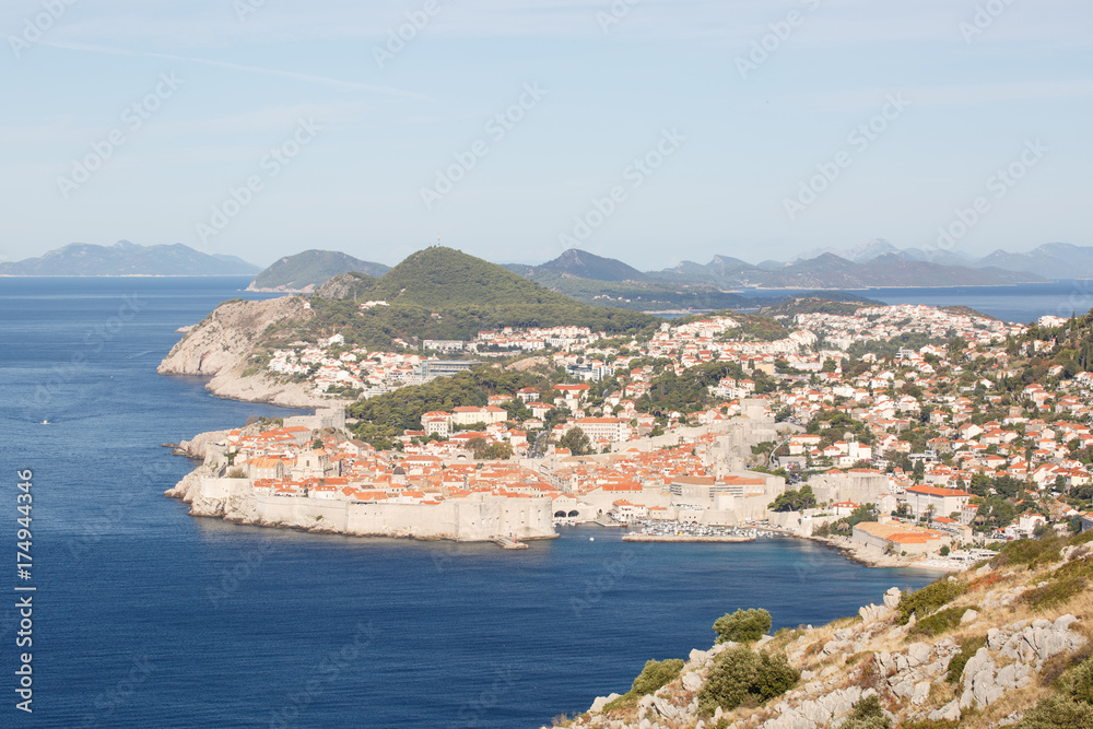 aerial view of old city of Dubrovnik in Croatia, popular tourist attraction