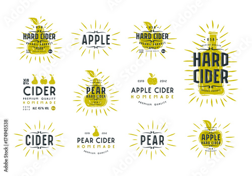 Set of hard cider label and logo