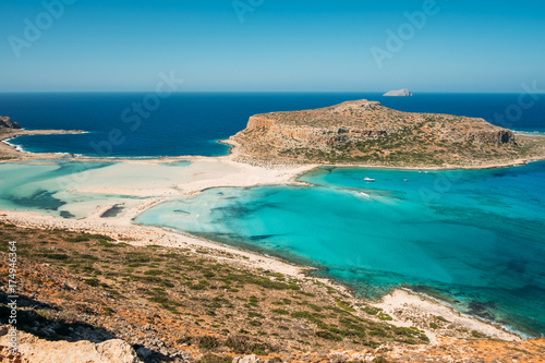 Amazing beach with turquoise water at Balos Lagoon and Gramvousa in Crete, Greece