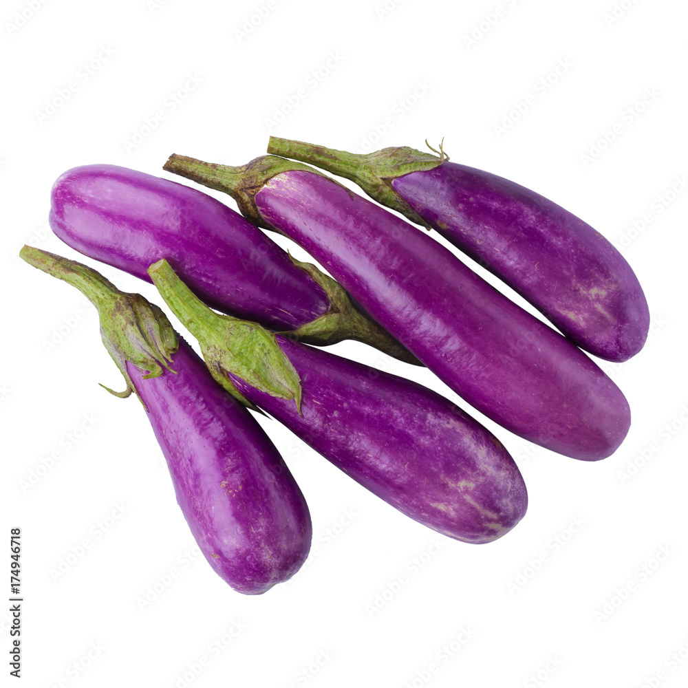 Eggplant or aubergine vegetable isolated on white background