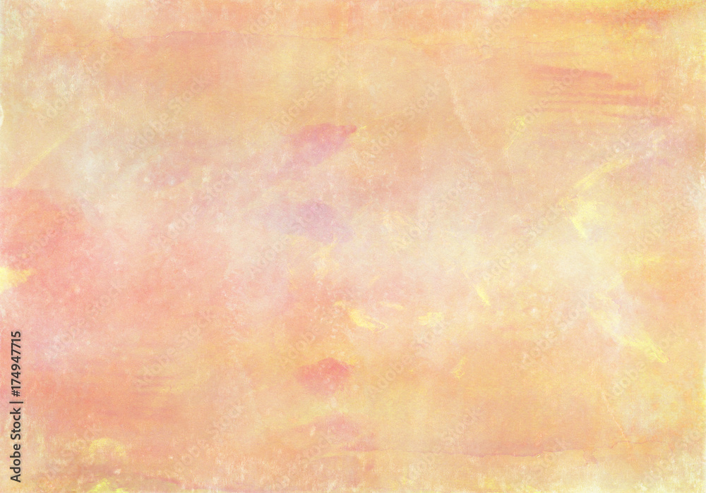 Watercolor bright hand painted background. Handmade aged paper texture. Grunge overlay for cards, invitations, web, clothing, textile, vintage poster, banner, scrapbook.