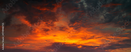 Panorama photo for Red and golden sky between sunset, use for background for your art work © anekoho