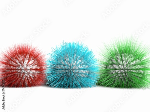 Colored bacteria on white background.3d rendering