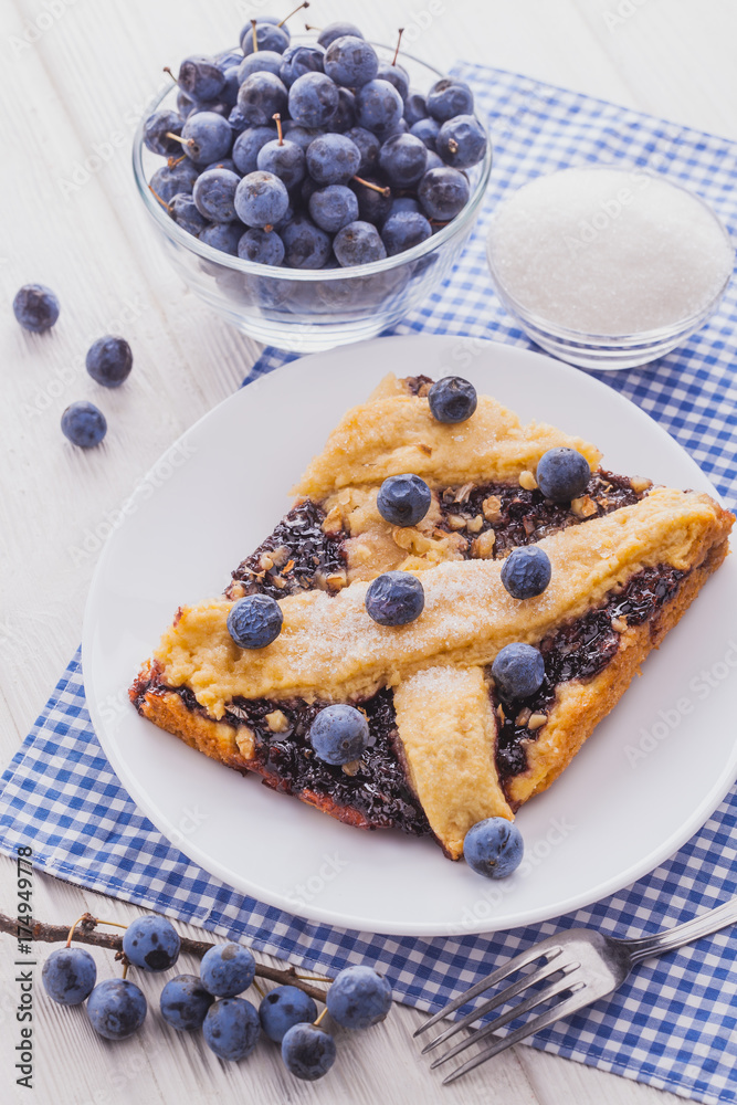 delicious homemade pie with blueberries