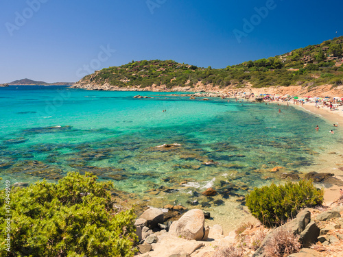 Transparent and turquoise sea in Porto Giunco, Sardinia, Italy