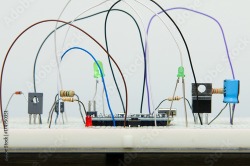 electronic circuit board diy microcontroller with resister ,transister ,LED , Push button, capacity,diode prototyping