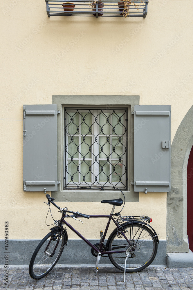 Window with parked bicycle