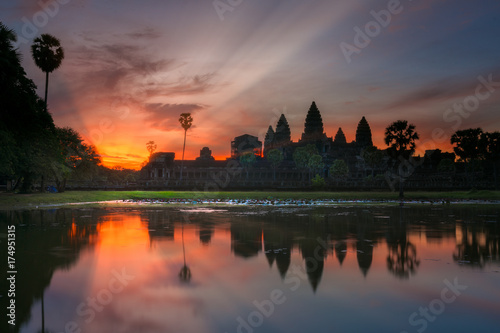 Landscape and sunrise of Angkor wat temple in Siem reap in Combodia © anekoho