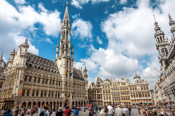 Handdoek met foto Brussel Grote Markt in hartje Brussel  © adisa