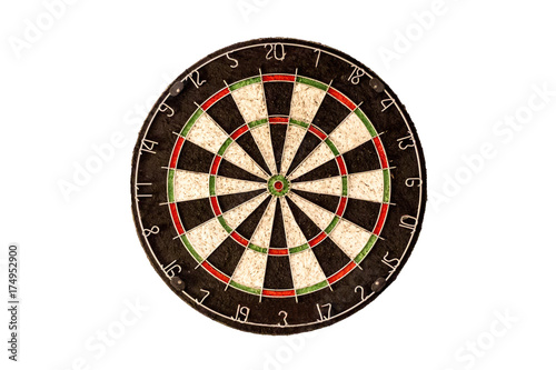Empty dart board on a white background