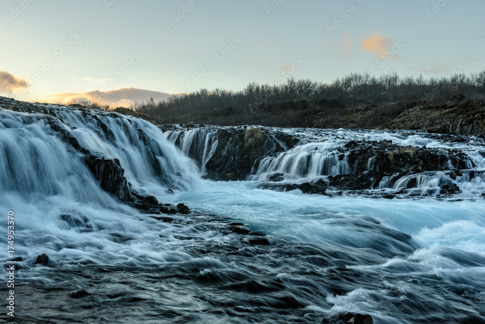 Hidden beautiful bruarfoss waterfall in Iceland Hidden beautiful bruarfoss waterfall in Iceland