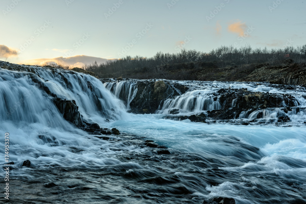 Hidden beautiful bruarfoss waterfall in Iceland