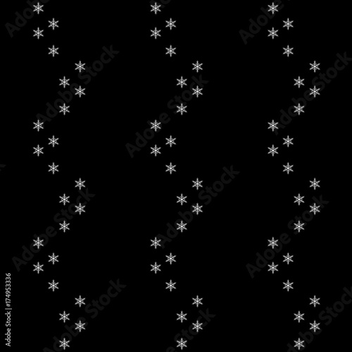 Christmas seamless pattern with snowflakes on black background