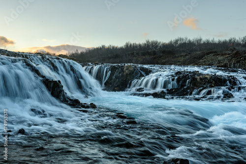 Hidden beautiful bruarfoss waterfall in Iceland