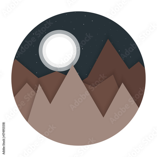 Vector Night landscape mountains flat design
