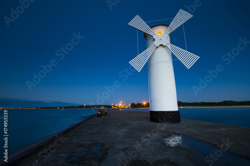 lighthouse in the shape of a windmill, island of Usedom, Swinoujscie, Poland