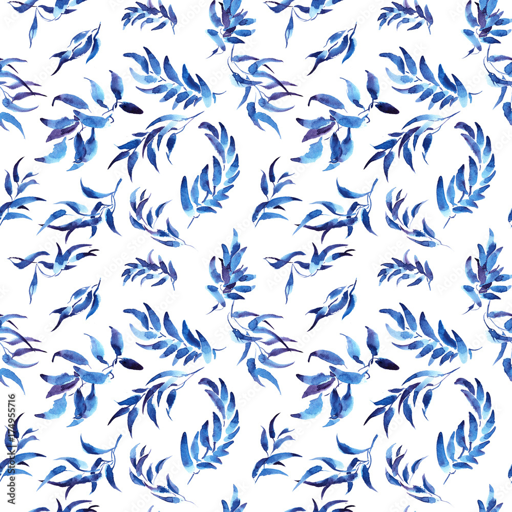 Blue and purple leaves ornament pattern Blue and purple leaves ornament pattern