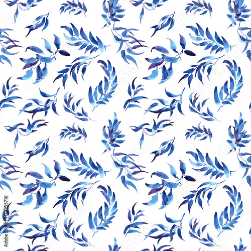 Blue and purple leaves ornament pattern
