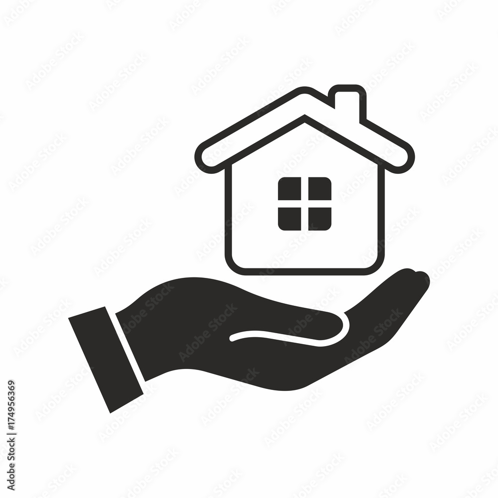 House in hand. Vector icon.