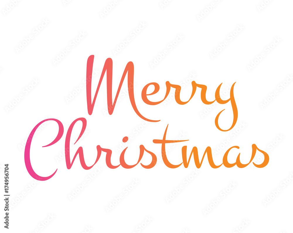 Gradient isolated hand writing word Merry Christmas in vector format