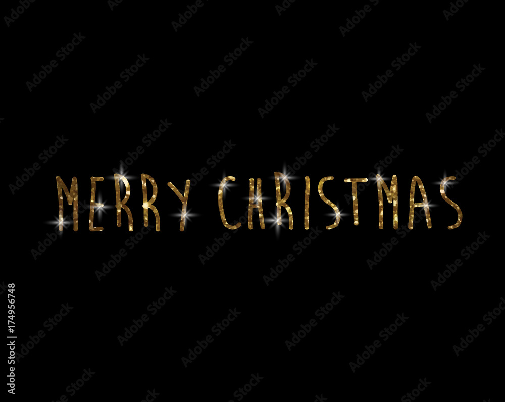 Colorful gradient isolated hand writing word Merry Christmas