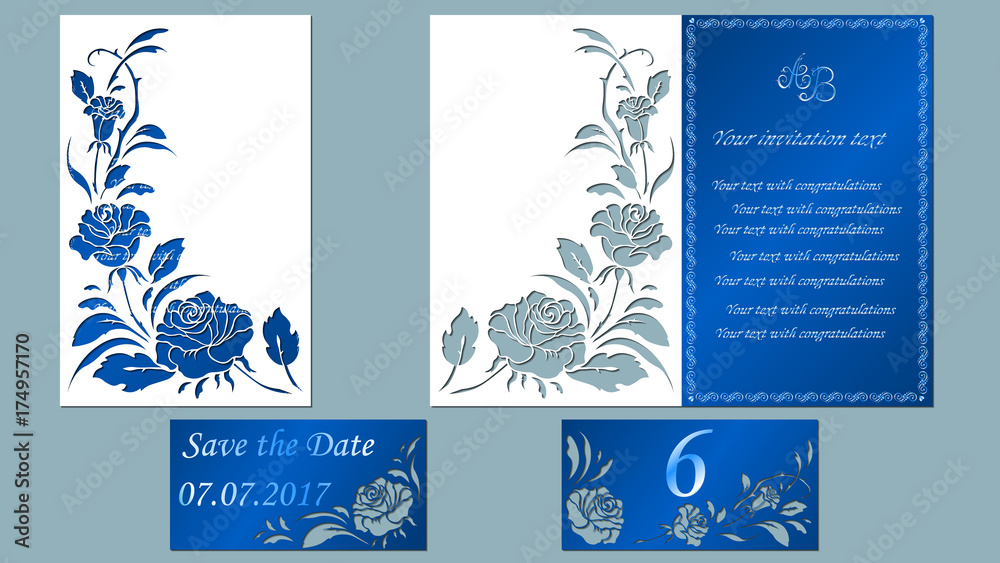 Vector illustration Postcard. Invitation and greeting card. Pattern for the laser cut. rose flower white.