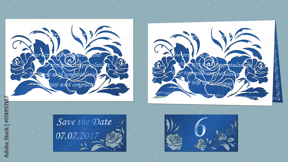 Vector illustration Postcard. Invitation and greeting card. Pattern for the laser cut. rose flower white. Vector illustration Postcard. Invitation and greeting card. Pattern for the laser cut. rose flower white.