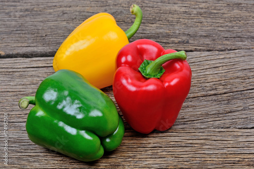 Group of colorful pepper on table