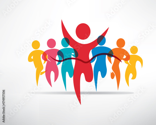 running people set of symbols, competition and finish background