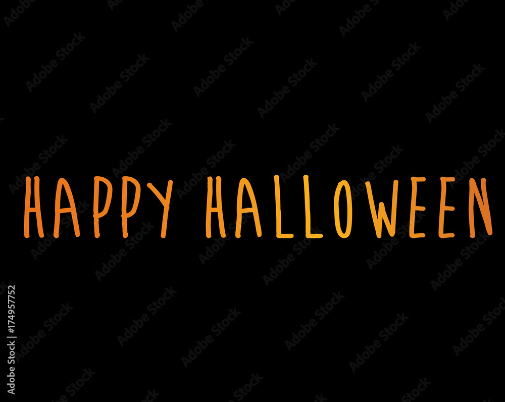Fototapeta premium Gradient orange isolated hand writing word HAPPY HALLOWEEN