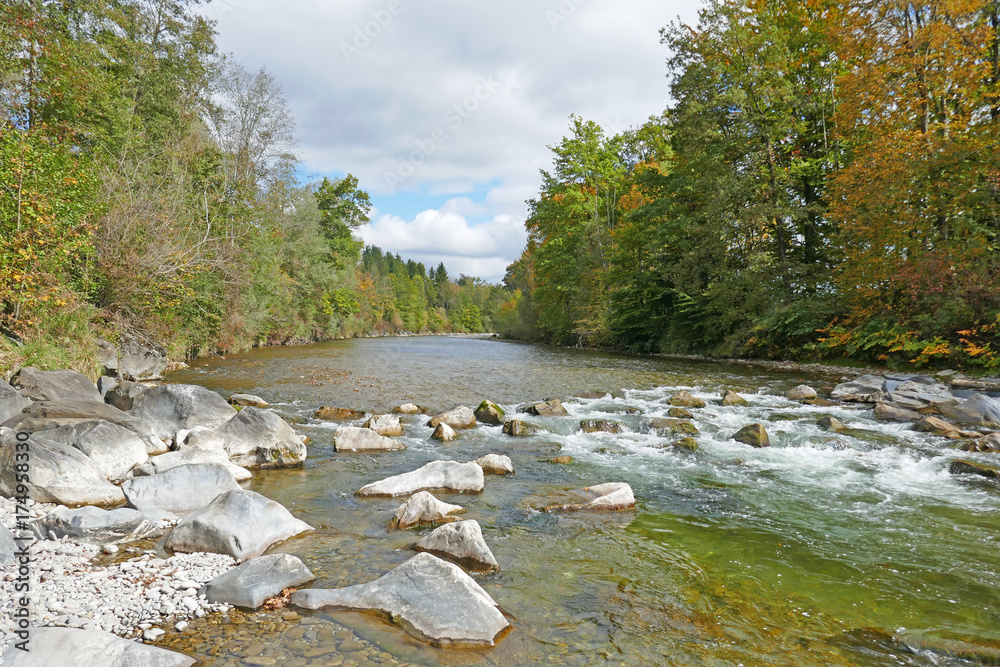 fluss im herbst, sense, bern, schweiz fluss im herbst, sense, bern, schweiz