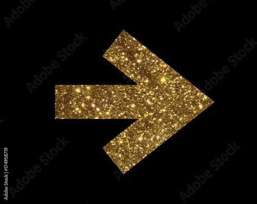 Glitter golden isolated arrow flat icon