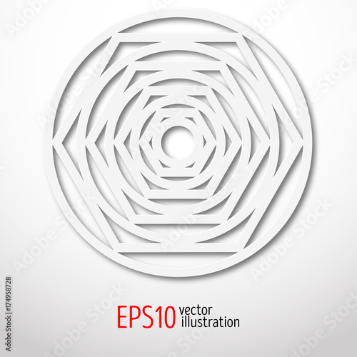 Sacred geometry figure, tunnel, black hole, Magic symbol. Crossing reality.