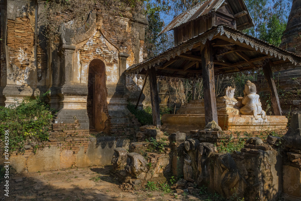 Myanmar Inle Lake Shwe Inn Dain Pagoda complex Indein village Myanmar Inle Lake Shwe Inn Dain Pagoda complex Indein village