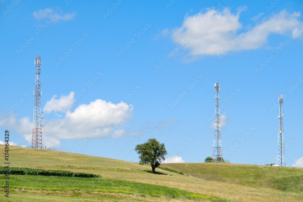 Little green tree between antennas