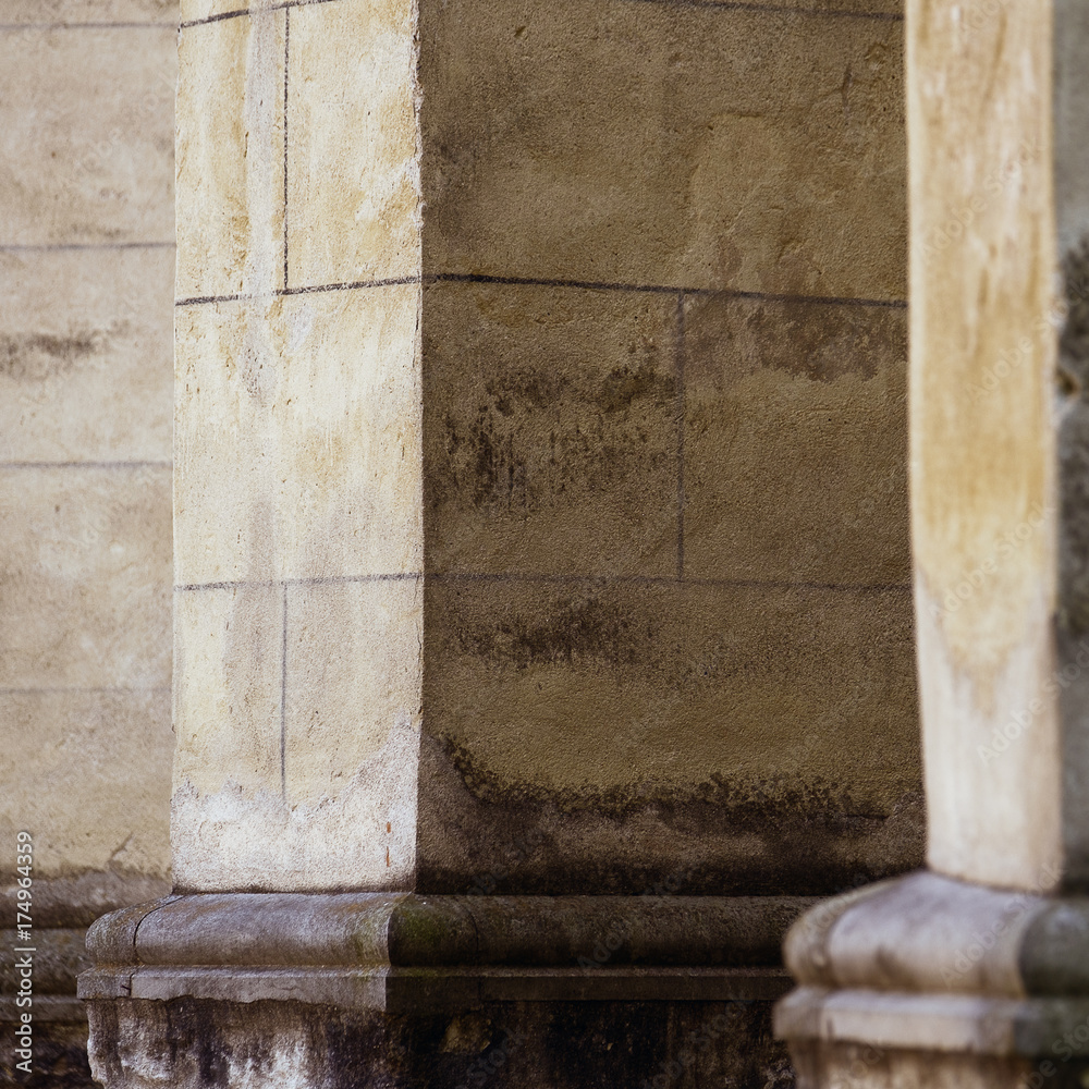 Yellow ruined stone columns Yellow ruined stone columns