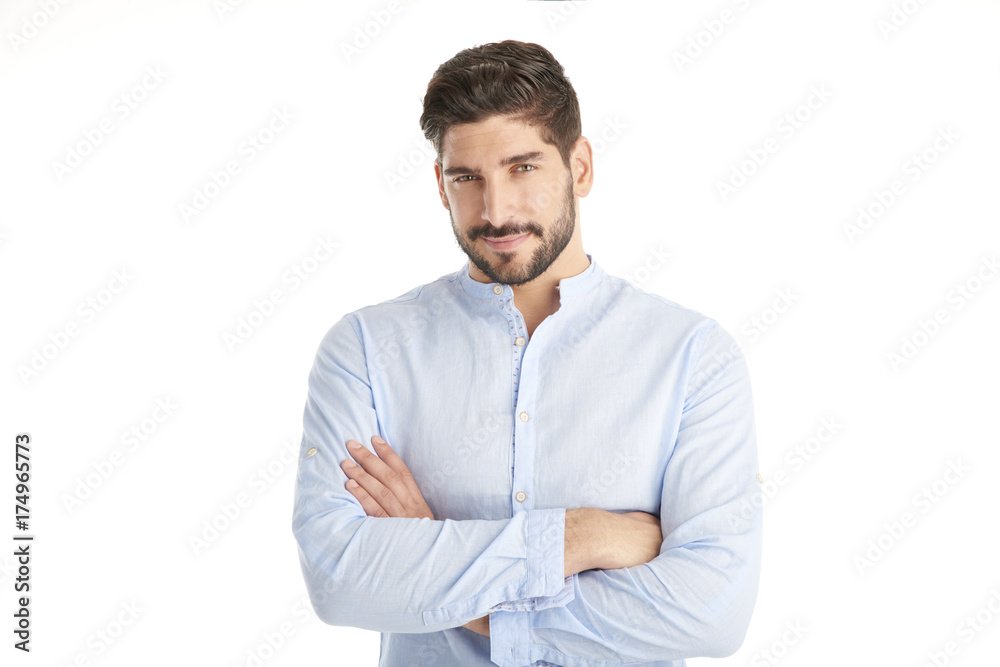 Confident young man against white background Confident young man against white background
